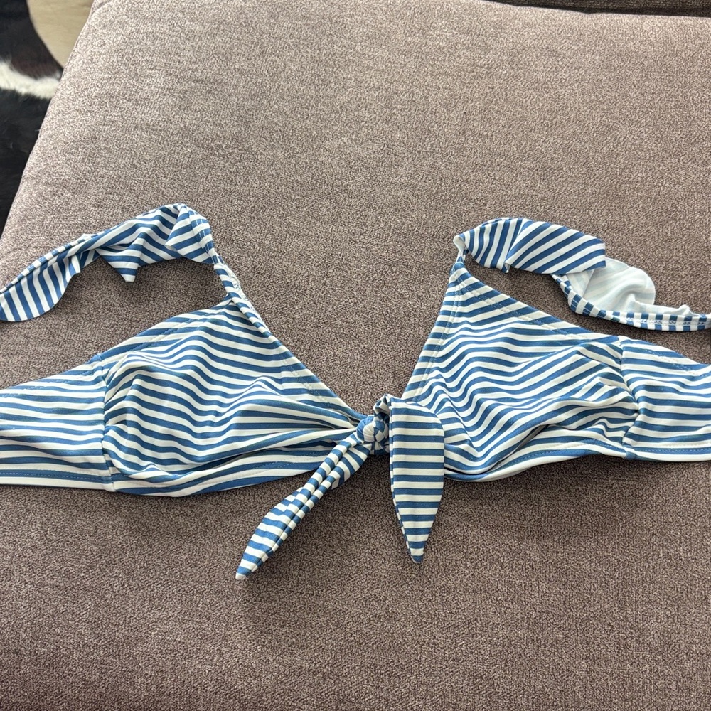 Kona Sol Blue and White Striped Swimwear
